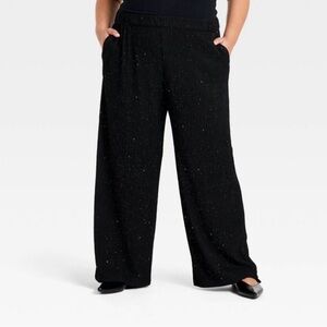 Ava & Viv Black Sparkle Wide-Leg Pants
